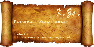 Korencsi Zsuzsanna névjegykártya
